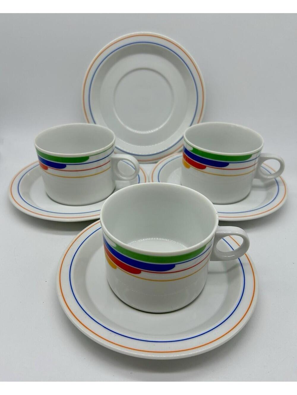 Studio Nova Hi-Fi Primary Gallery L9186 Lot Of 4 Saucers 3 Cups 80’s Mod Rainbow